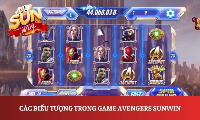 Các biểu tượng trong game Avengers Sunwin