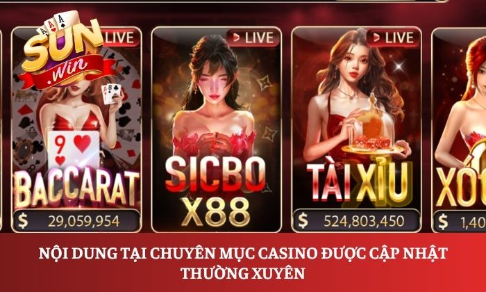 Nội dung tại chuyên mục Casino được cập nhật thường xuyên