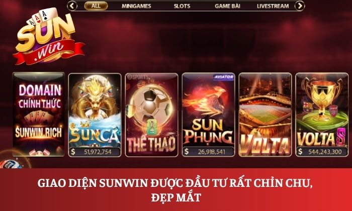 Trang chủ 22 Giao diện Sunwin được đầu tư rất chỉn chu, đẹp mắt